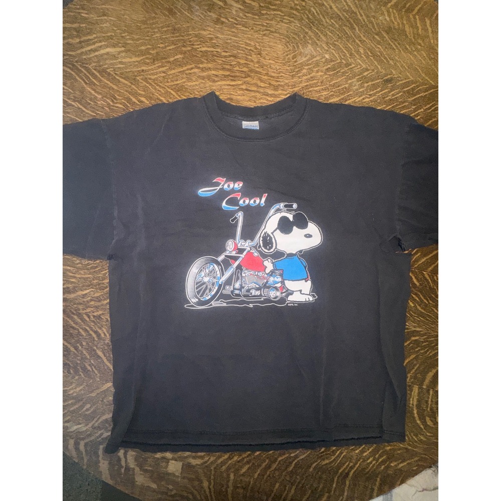 Vintage Joe Cool Snoopy Chopper Motorcycle Tee XXL Peanuts UFS Gildan Thrashed